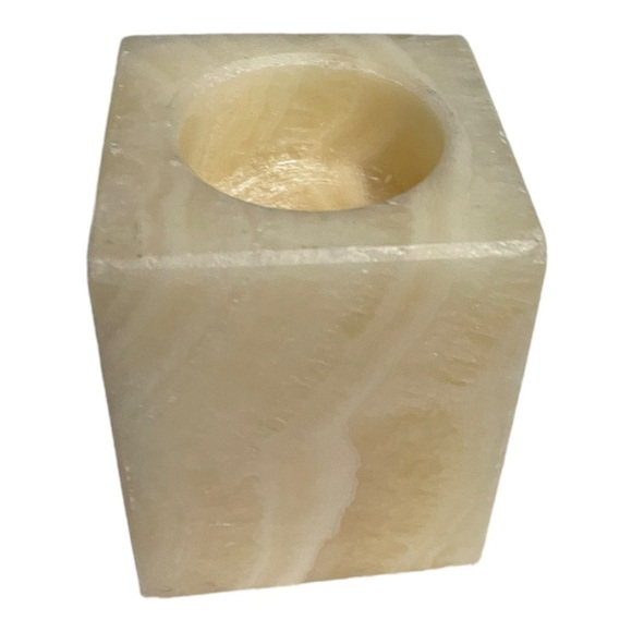 Other - ONYX solid Square Pillar Votive/tea Light Holder 2.5” sq 3 1/8”H cream white